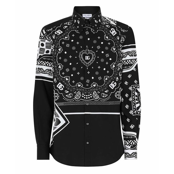 Áo Sơ Mi Nam Dolce & Gabbana D&G Bandana Print In Black G5IX8T GH449 S9000 Màu Đen Size 38