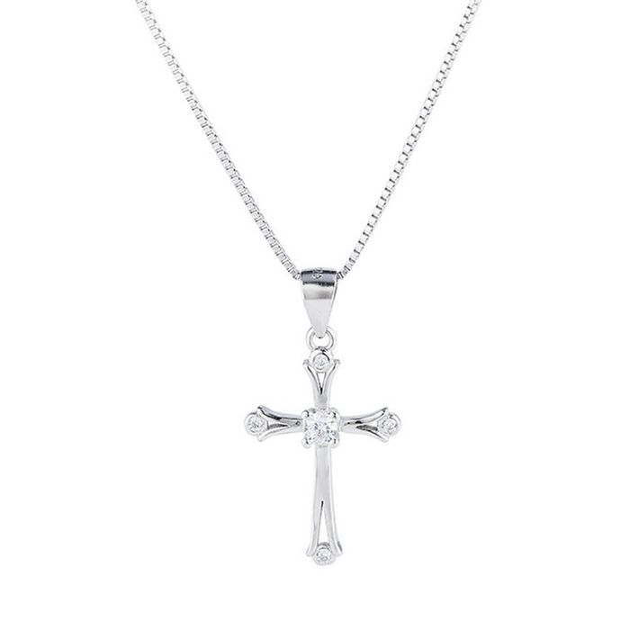 Dây Chuyền Nữ Lili Jewelry Đính Đá CZ Hình Thánh Giá Chữ Thập LILI_694369 Màu Bạc