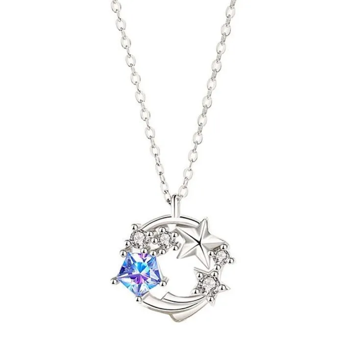 Dây Chuyền Nữ Lili Jewelry Mạ Vàng Đính Đá CZ Hình Ngôi Sao Băng LILI_162286 Màu Trắng