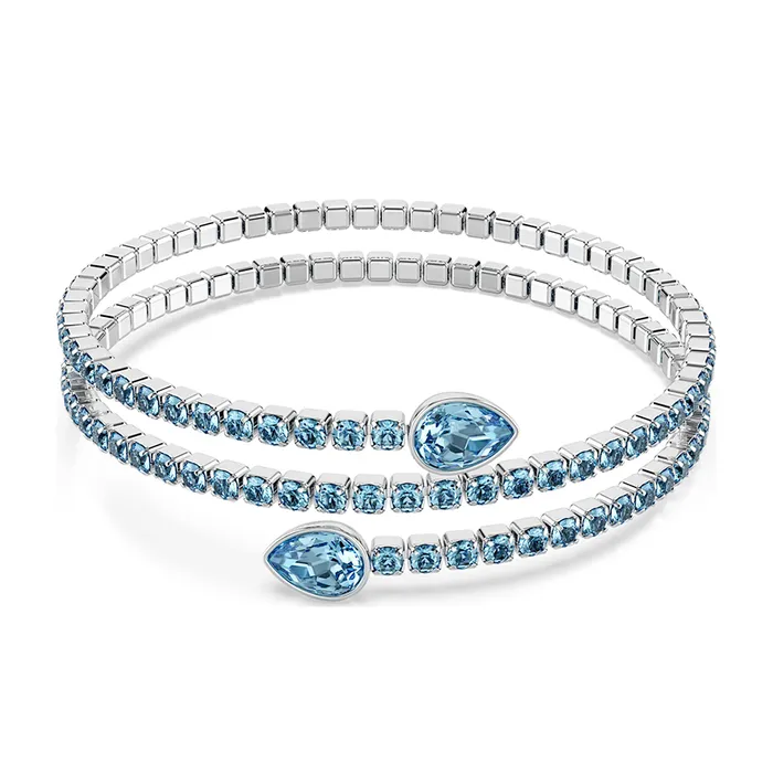 Vòng Đeo Tay Nữ Swarovski Twisty Cuf Fmixed Cuts, Blue, Rhodium Plated 5717578 Màu Xanh Sang Trọng
