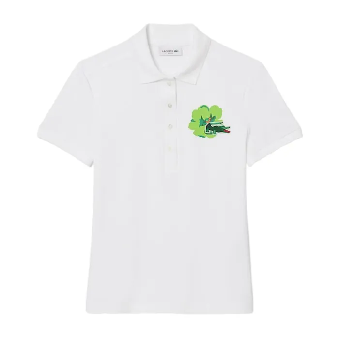 Áo Polo Nữ Lacoste Slim Fit L.12.D Stretch Mini Piqué PF2683 51 001 Màu Trắng Size 36