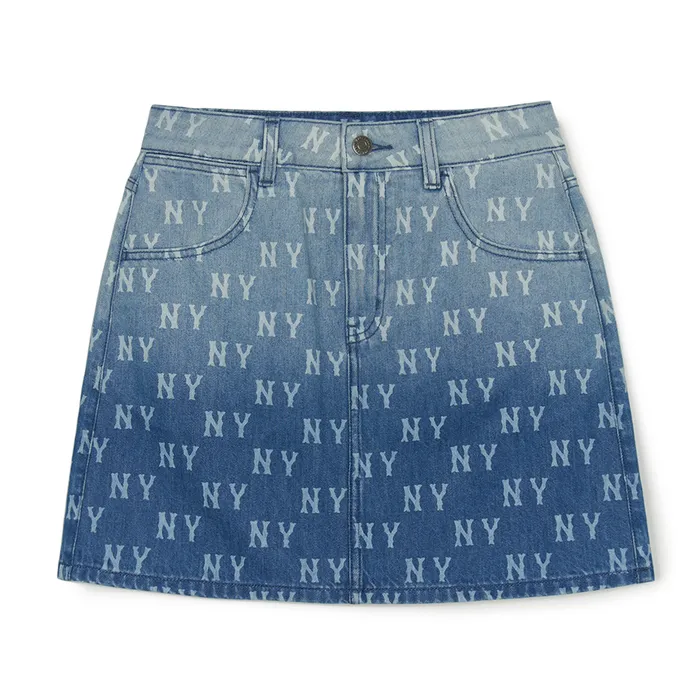 Chân Váy Nữ MLB Classic Monogram Gradient Print Denim Skirt 3FDSM0253-50INS Màu Xanh Navy Size XS