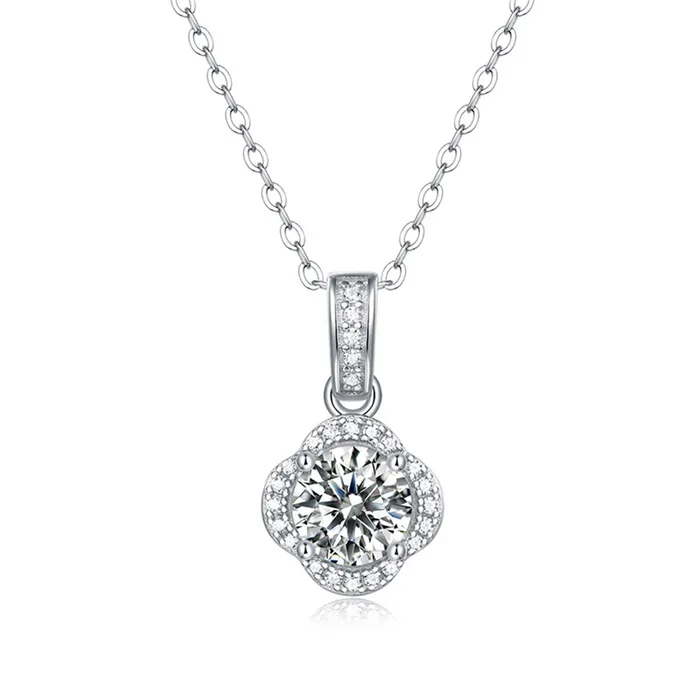 Dây Chuyền Nữ Lili Jewelry Đính Kim Cương Moissanite Cỏ 4 Lá Ralph LILI_922188 Màu Bạc