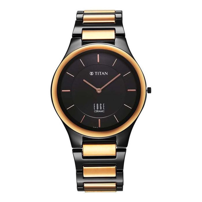 Đồng Hồ Nam Titan Edge Ceramic Quartz Watch 1696KC01 Màu Đen/Vàng