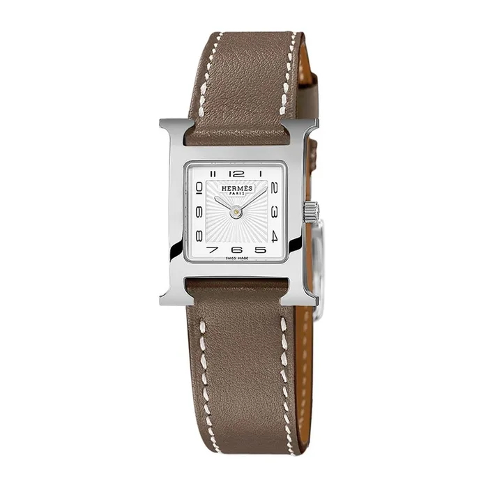 Đồng Hồ Nữ Hermès Heure H Watch Mini Model Màu Nâu Cát