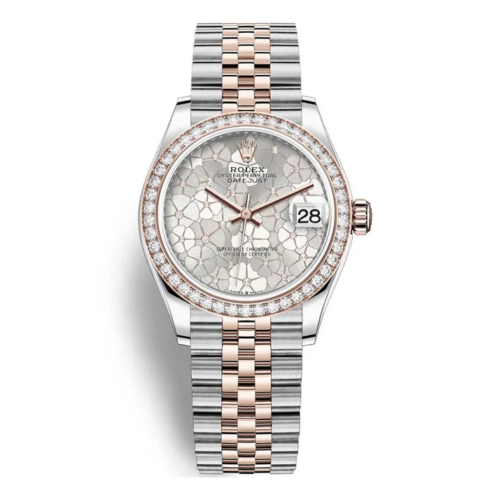 Đồng Hồ Nữ Rolex Datejust 31 Mặt Số Hoa 278381RBR Màu Bạc