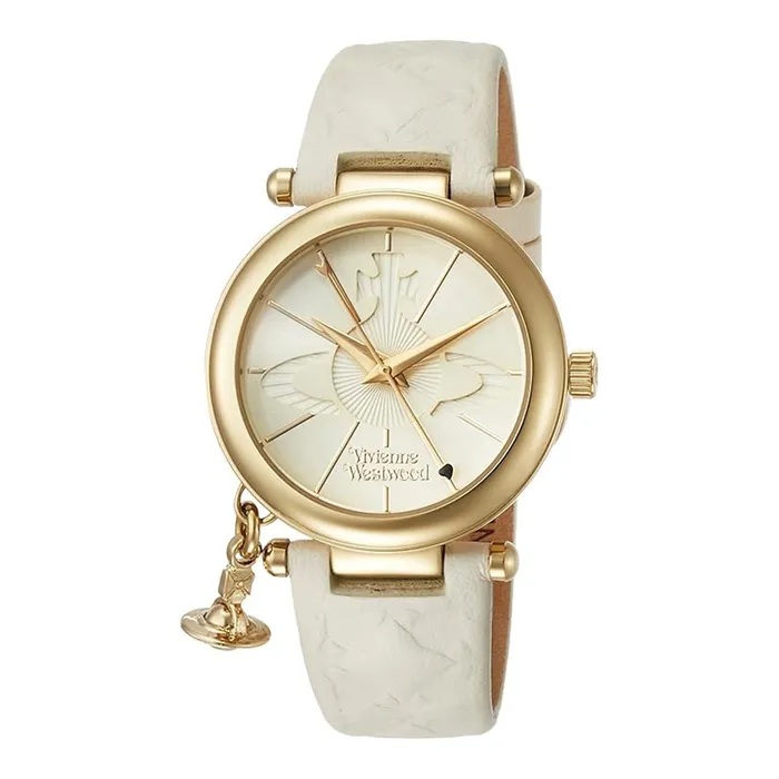 Đồng Hồ Nữ Vivienne Westwood Orb Gold White Leather Quartz VV006WHWH Màu Trắng Vàng