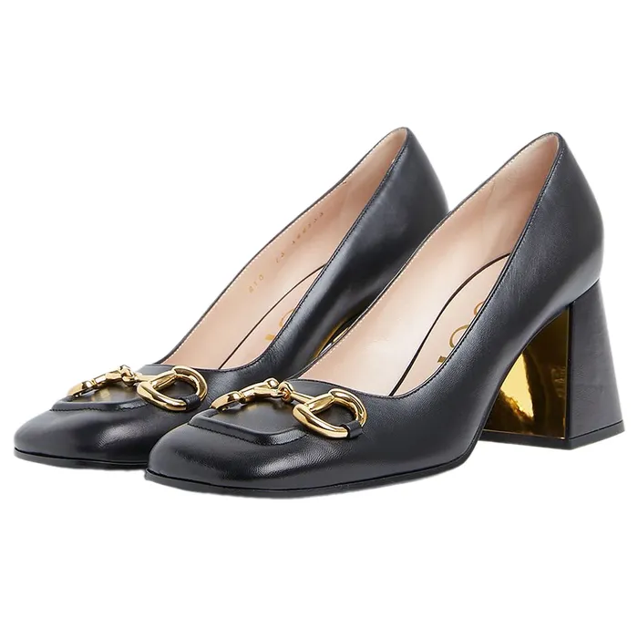 Giày Cao Gót Nữ Gucci Mid-Heel Pump With Horsebit In Black 643886-C9D00-1000 Màu Đen Size 38.5