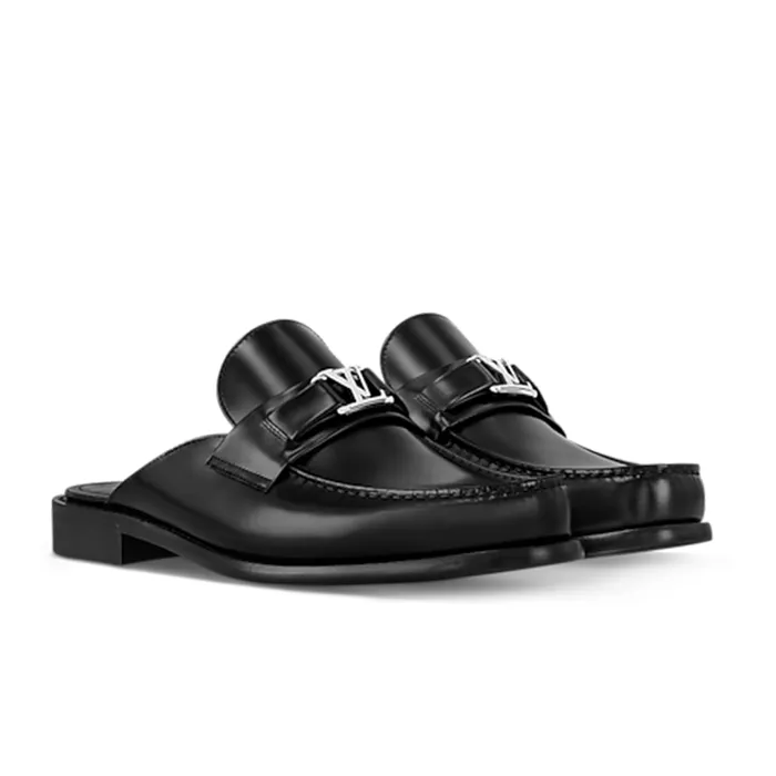 Giày Lười Hở Gót Nam Louis Vuitton LV Major Open Loafer 1ACW9D Black Màu Đen Size 40