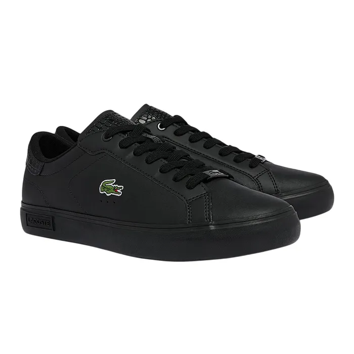 Giày Thể Thao Nam Lacoste Powercourt Burnished Leather Sneakers 41SMA0030-00-02H Màu Đen Size 39.5