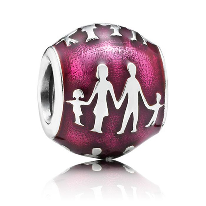 Hạt Vòng Charm Nữ Pandora Retired Sterling Silver Family Silhouettes Charm With Violet Enamel 791399EN62 Màu Đỏ Hồng