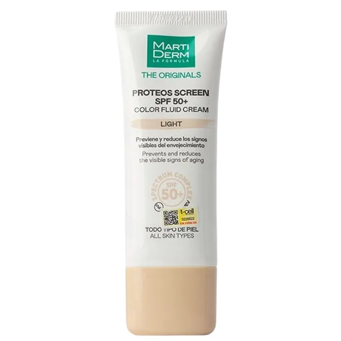 Kem Ch.ống Nắng Hỗ Trợ Làm Đều Màu Da MartiDerm The Originals Proteos Screen SPF50+ Color Fluid Cream Tone Light 40ml