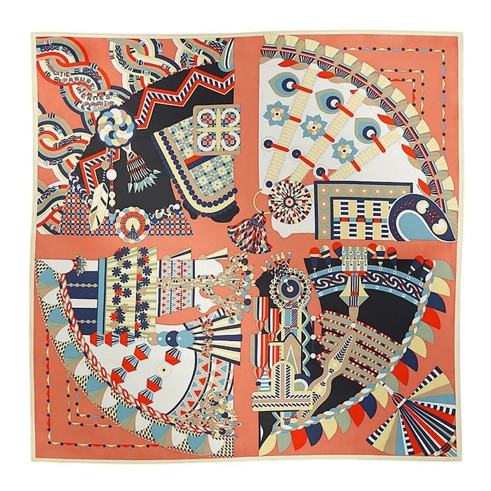 Khăn Lụa Nữ Hermès Haute Parure Scarf 90 Bois De Rose/ Noir/ Jaune Màu Hồng/Đen