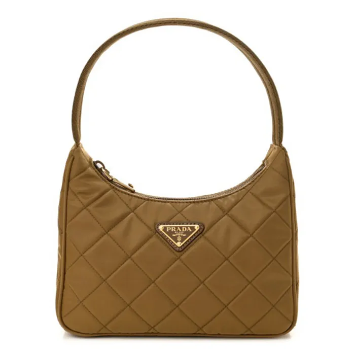 Túi Đeo Vai Nữ Prada Contenitore Maniglia Tessutu Nylon Quilted Shoulder Bag Màu Vàng