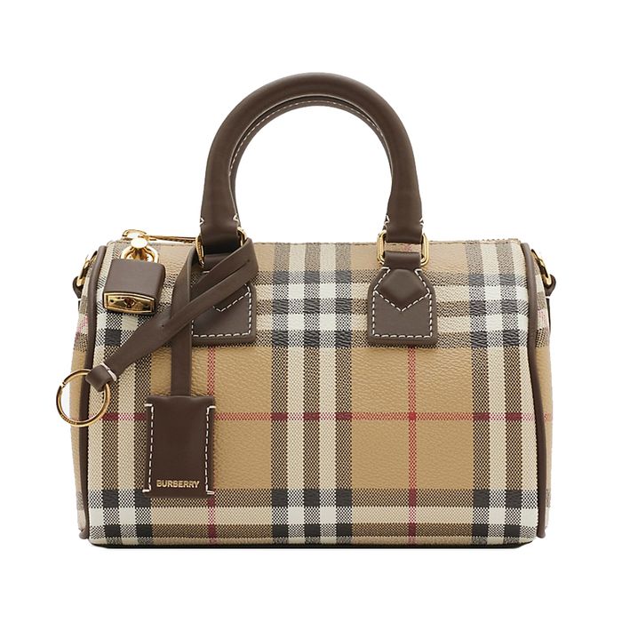 Túi Xách Tay Nữ Burberry Mini Check Bowling Bag 80975981 Màu Beige