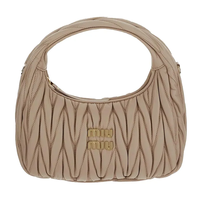 Túi Xách Tay Nữ Miu Miu Wander Hobo Bag 5BC125VOOYN88F0236 Màu Hồng Nude