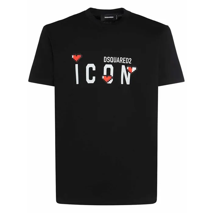 Áo Phông Nam Dsquared2 Icon Heart Cool Fit S79GC0076 Tshirt Màu Đen Size XS