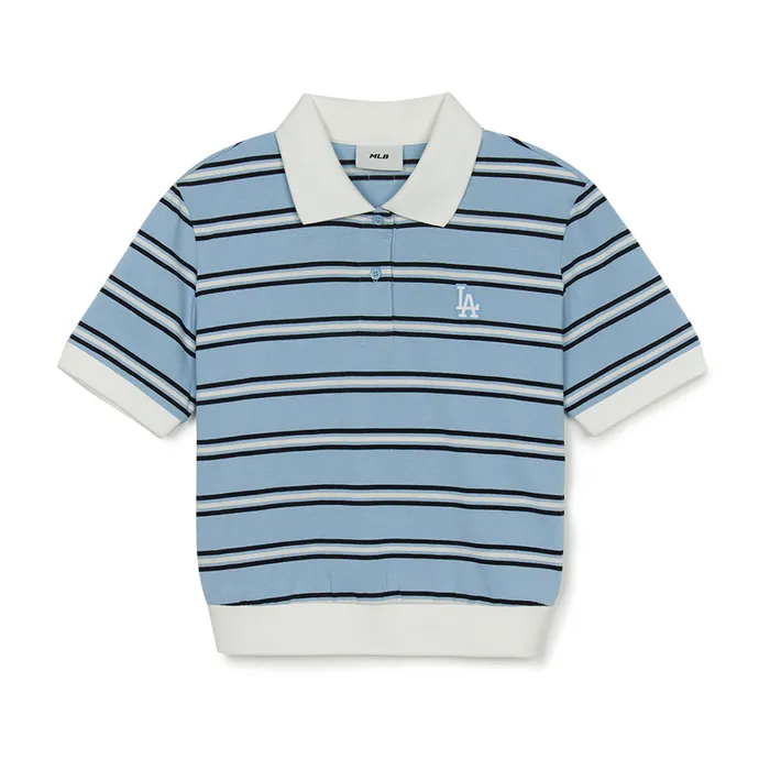 Áo Polo Nữ MLB Varsity Stripe Crop Collar LA Dodgers 3FPQV0253-07SBL Màu Xanh Blue Size XS