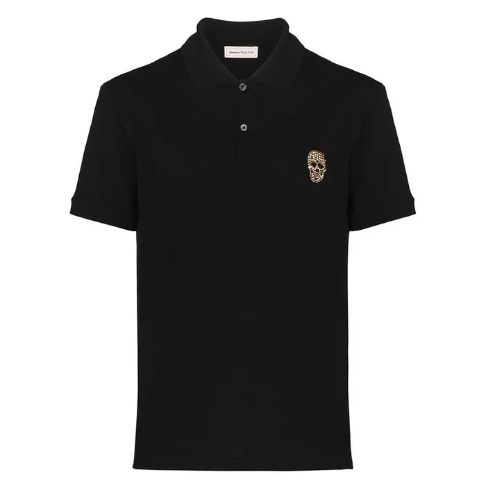 Áo Polo Nam Alexander McQueen Crystal Skull Polo Black 683165QSX33 Màu Đen Size L