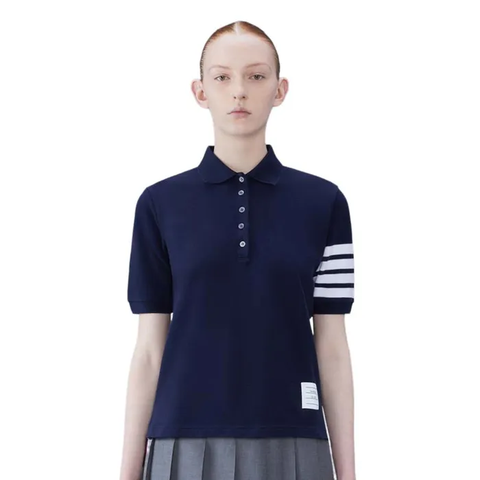 Áo Polo Nữ Thom Browne Classic Pique 2003 4-Bar Polo FJP052B/07976415 Màu Xanh Navy Size 38