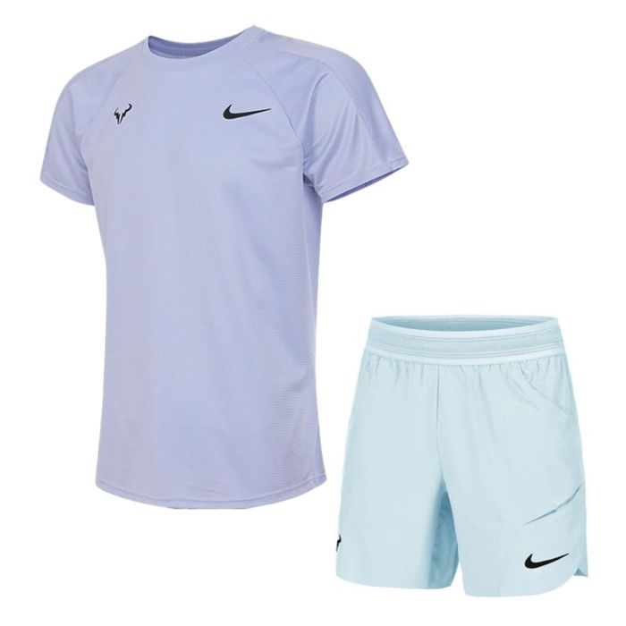 Bộ Quần Áo Tennis/Pickleball Nam Nike Dri Fit DV2888-057/ DV2881-440 Màu Tím Xanh Size L (Form Á)