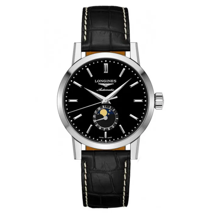 Đồng Hồ Nam Longines Automatic L4.826.4.52.0 Heritage Monphase Màu Đen