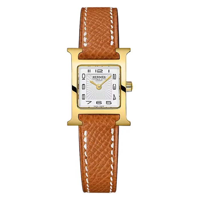 Đồng Hồ Nữ Hermès Heure H Watch Mini Case 17mm Model W037893WW00 Màu Cam Trắng