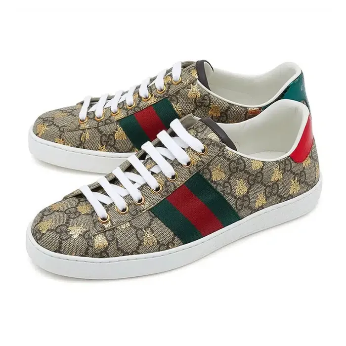 Giày Sneaker Nam Gucci Ace GG Supreme Bees 548950-9N050-8465 Màu Nâu Be Size 40