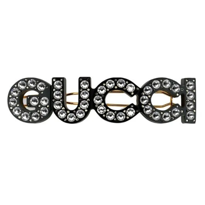 Kẹp Tóc Nữ Gucci Hair Slide In Gold Metal With Black Resin And Crystals 657510 I6325 8519 Màu Đen
