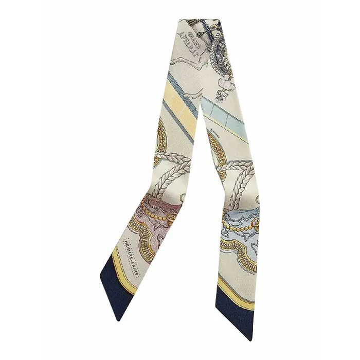 Khăn Lụa Nữ Hermès Beige Silk Scarf Màu Be Họa Tiết