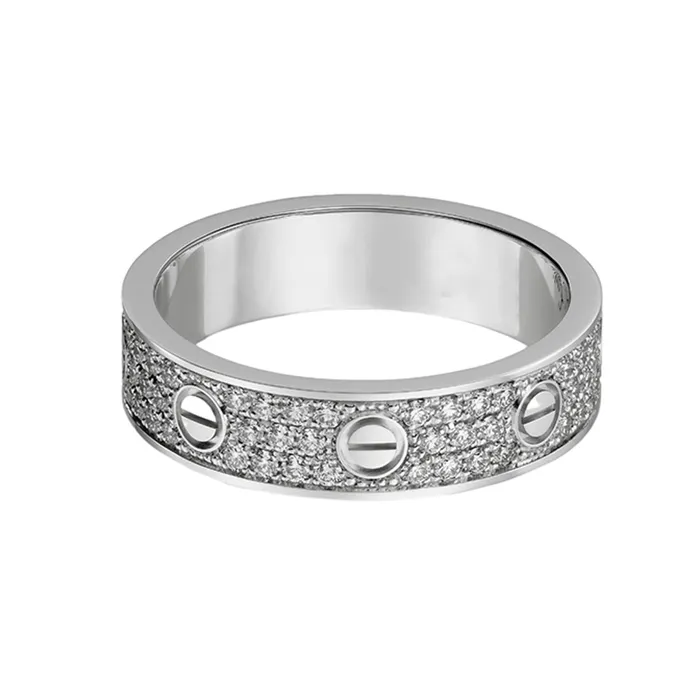 Nhẫn Cưới Jewery Luxury Love Wedding Band Diamond-Paved Màu Vàng Trắng Size 12