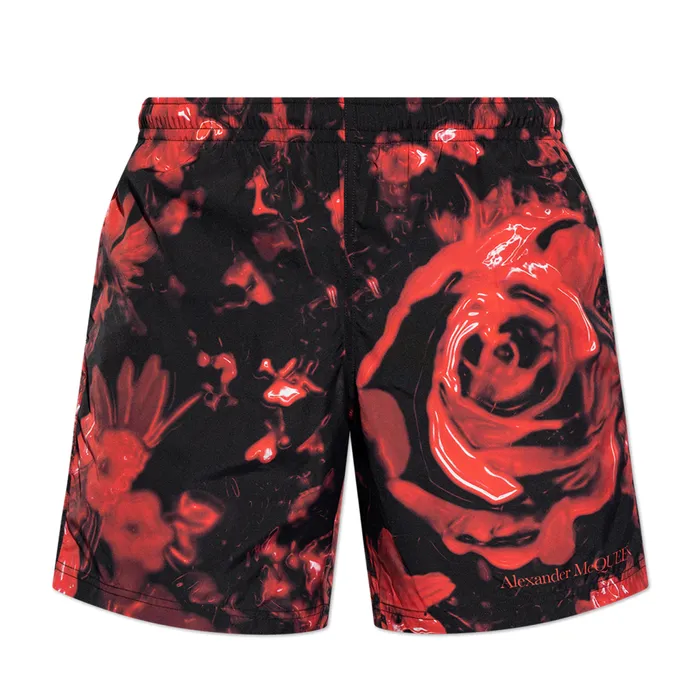 Quần Short Nam Alexander Mcqueen Swim Shorts Màu Đen/Đỏ Size S