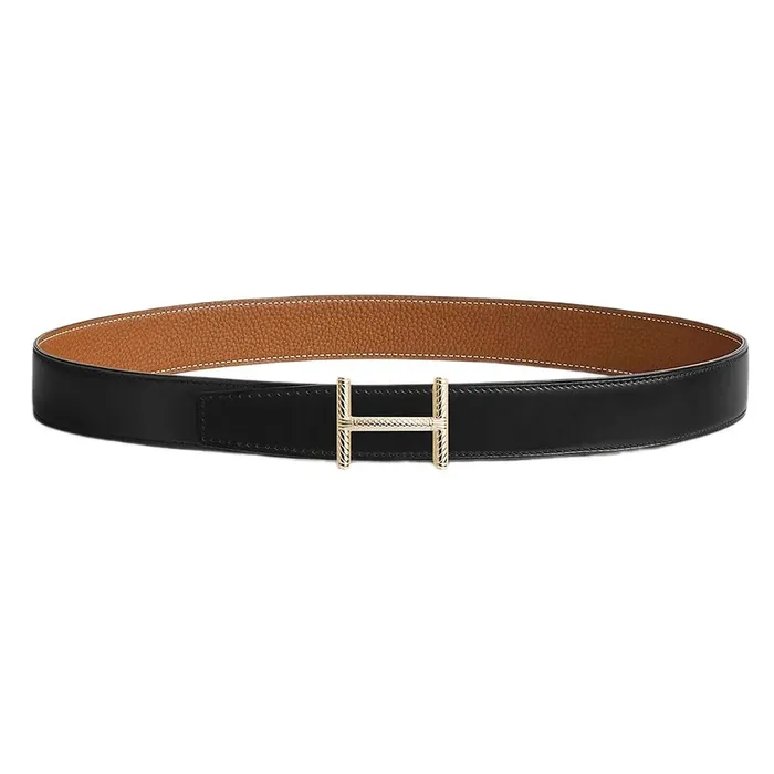 Thắt Lưng Nam Hermès Hisseo Belt Buckle & Reversible Leather Strap 32mm Màu Đen Nâu Size 95