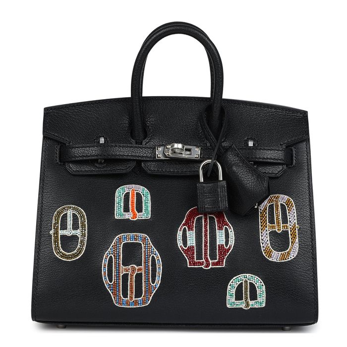 Túi Xách Tay Nữ Hermès Birkin 20 Sellier Bouclerie Moderne Black Chèvre Palladium Màu Đen