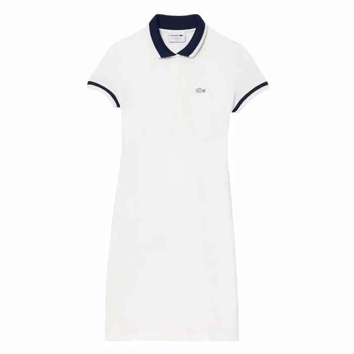 Váy Polo Nữ Lacoste Wide Rib Knit Collar Dress EF7284 10 EV0 Màu Trắng Size 38 (Form Ấu)