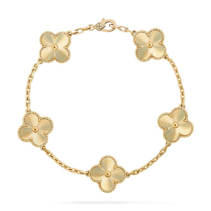 Vòng Đeo Tay Nữ Van Cleef & Arpels Vintage Alhambra Bracelet, 5 Motifs VCARP3JK00 Màu Vàng