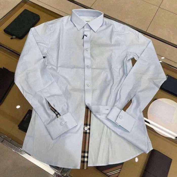 Áo Sơ Mi Dài tay Nam Burberry Shirt Màu Xanh Nhạt Size M