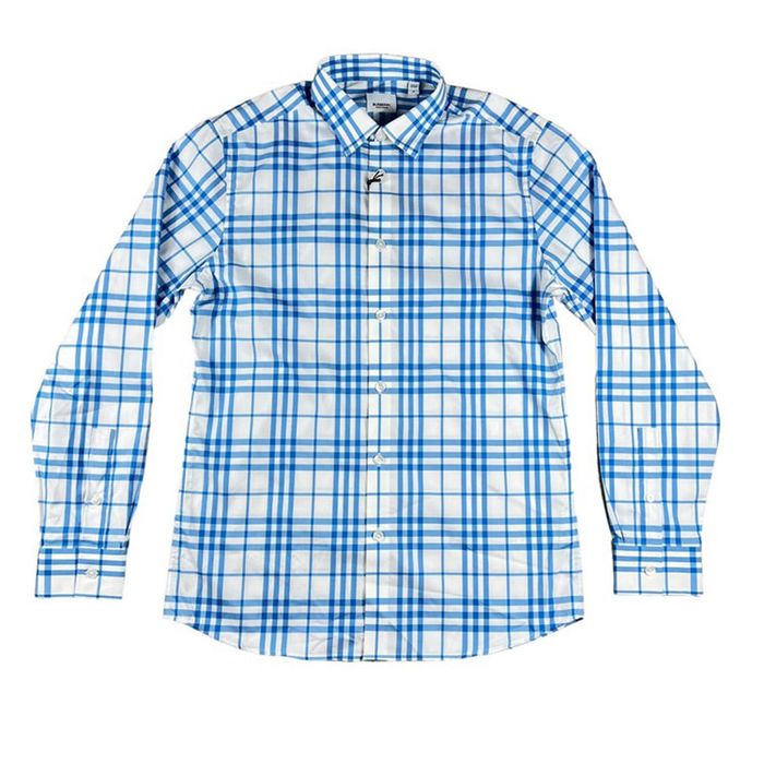 Áo Sơ Mi Nam Burberry Camisa Màu Xanh Trắng Size M
