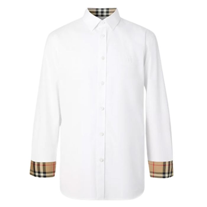 Áo Sơ Mi Nam Burberry Slim Fit Monogram Motif Stretch Cotton Poplin Shirt Màu Trắng Size S