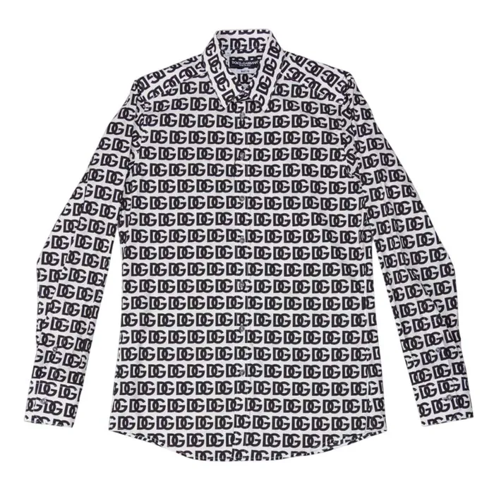 Áo Sơ Mi Nam Dolce & Gabbana D&G Logo Printed G5MO0T FSEH7 HAXAN Màu Trắng Đen Size 41