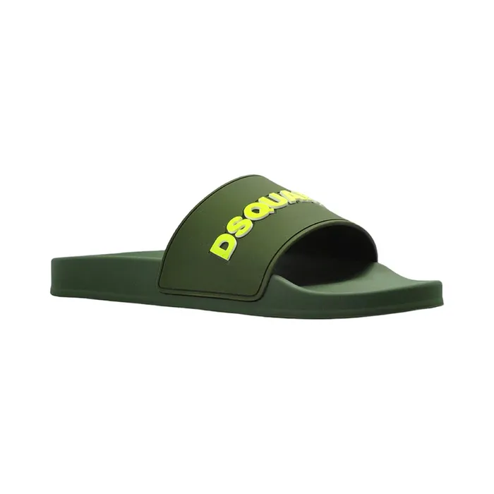 Dép Nam Dsquared2 Logo Slides FFM0023 17205013 M2813 Màu Xanh Lá Size 40