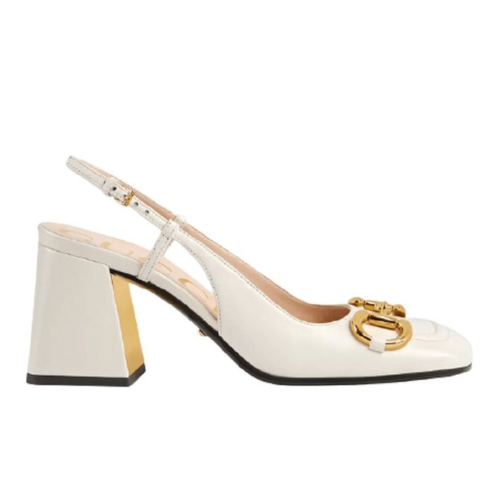 Giày Cao Gót Nữ Gucci Mid Heel Slingback With Horsebit 643892-C9D00-9022 Màu Kem Size 36.5