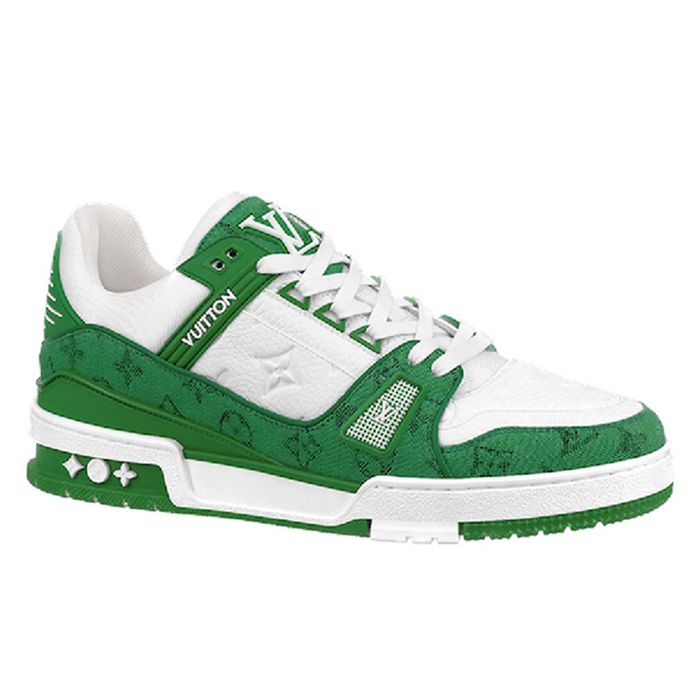 Giày Sneaker Nam Louis Vuitton LV Trainers Green 1A9JHX Màu Xanh Trắng Size 39.5