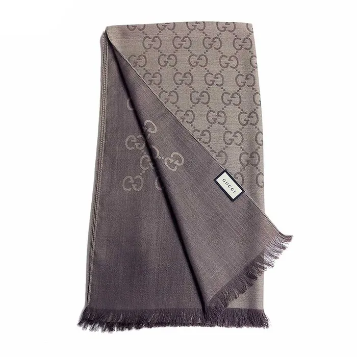 Khăn Quàng Cổ Gucci  Brown GG Wool Scarf Màu Xám/Nâu