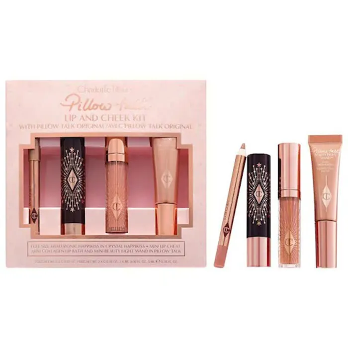Set Trang Điểm Môi Và Má Charlotte Tilbury Pillow Talk Iconic Lip And Cheek Kit 4 Món