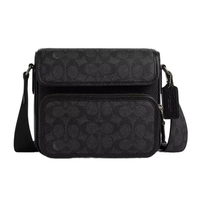 Túi Đeo Chéo Nam Coach Sullivan Flap Crossbody In Signature Canvas CZ396 Màu Đen Xám