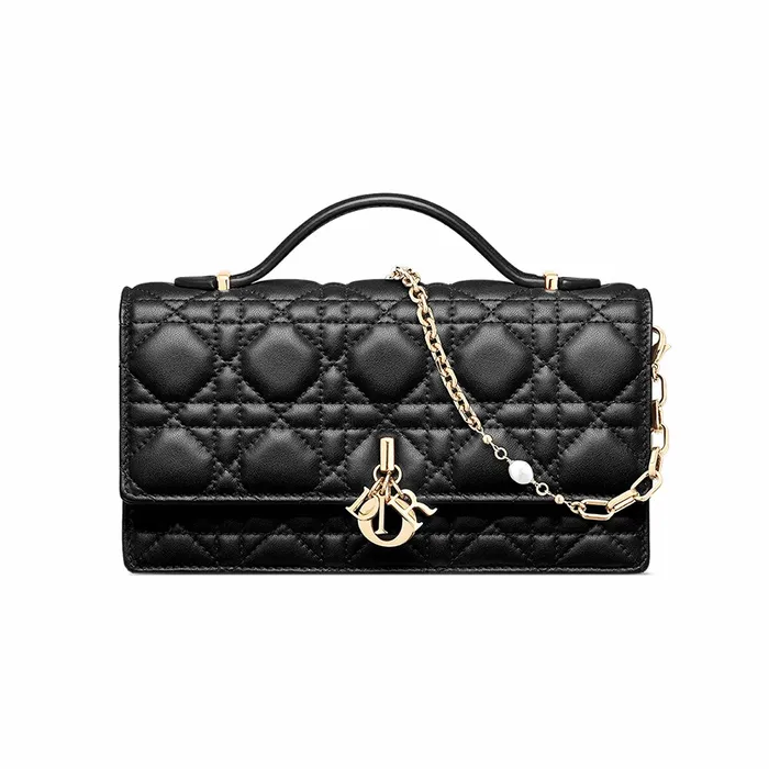 Túi Xách Tay Nữ Dior My Dior Mini Bag Black Cannage Lambskin S0980ONMJ_M900 Màu Đen