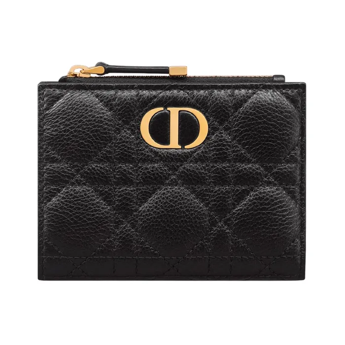 Ví Nữ Dior Caro Dahlia Wallet Black Supple Cannage Calfskin S5173UWHC_M900 Màu Đen