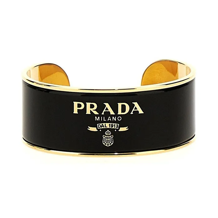 Vòng Đeo Tay Nữ Prada Enameled Metal Bracelet Màu Đen Size M