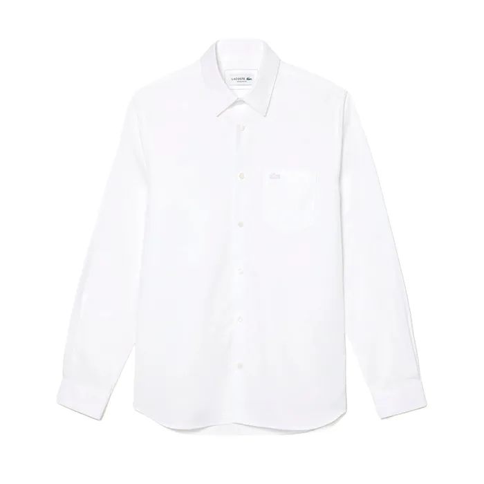 Áo Sơ Mi Nam Lacoste Regular Fit Poplin Shirt CH6273 001 Màu Trắng Size 38